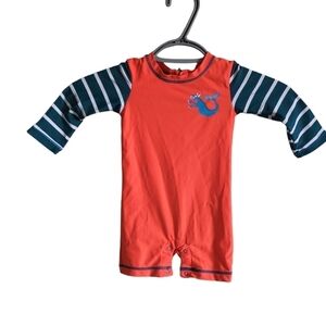 Hatley Sea Monster‎ Orange/Blue Rash guard Size 3-6 Months